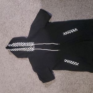 Mens Checkered Pattern Short Sleeve Hoodie